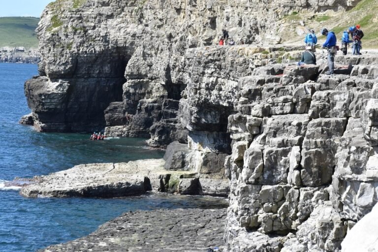 Climb at Dancing Ledge Geograph David Martin 768x512